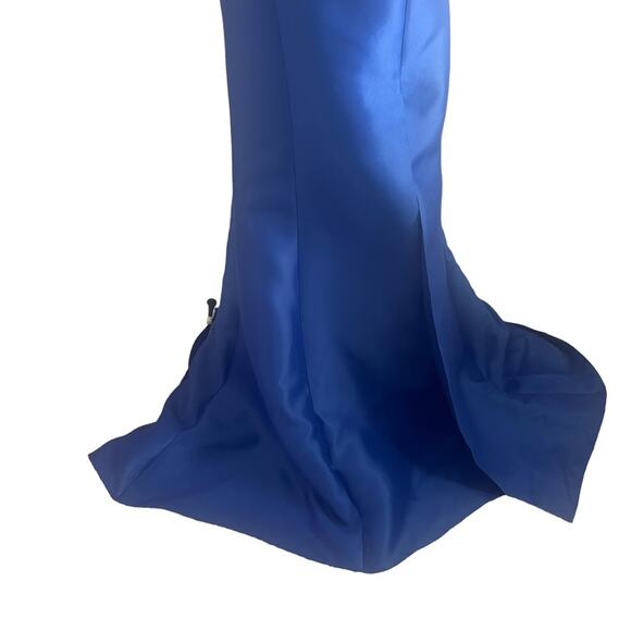 TARIK EDIZ 2 Formal Gown $438 Dress Ruffle One Shoulder Size 2 Royal Blue 50774 - Picture 5 of 10